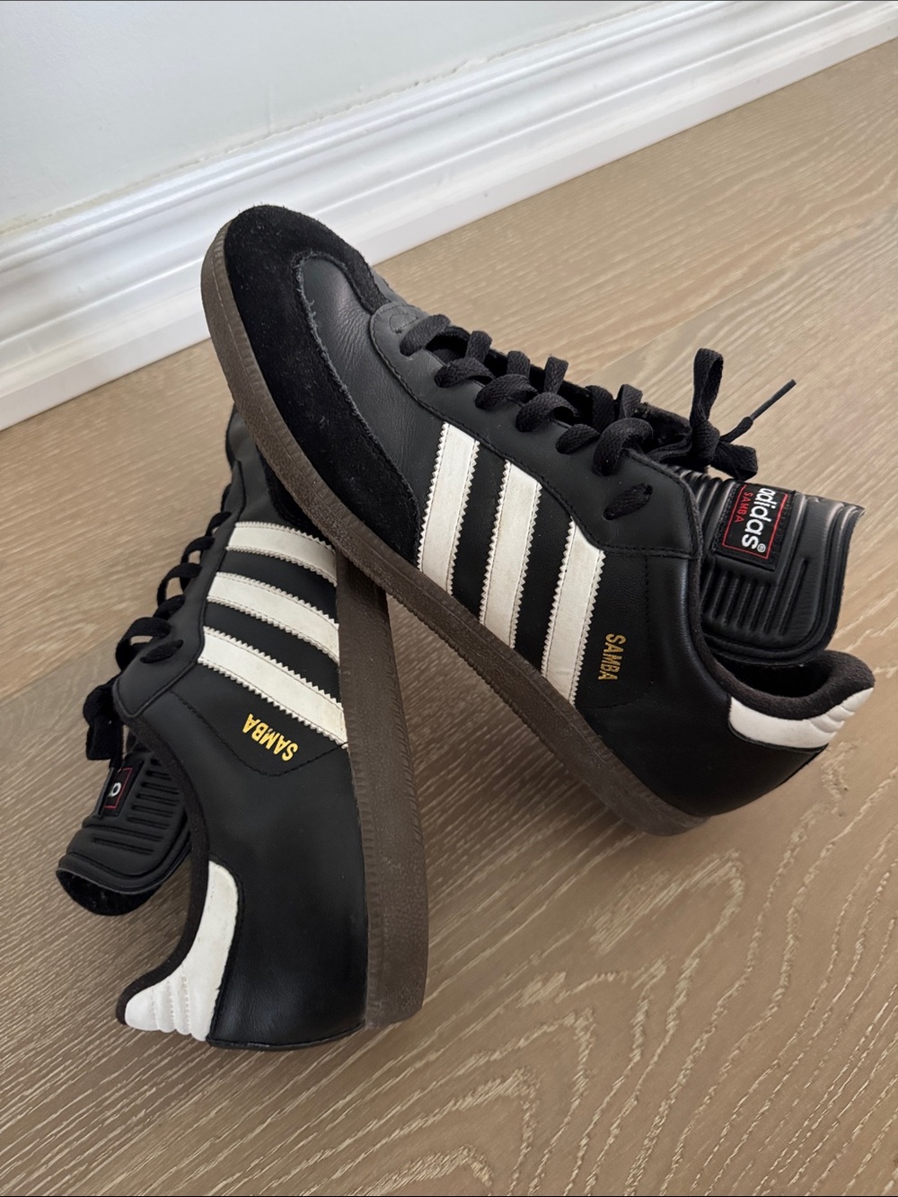 adidas Samba Leather Sneakers - Black & White